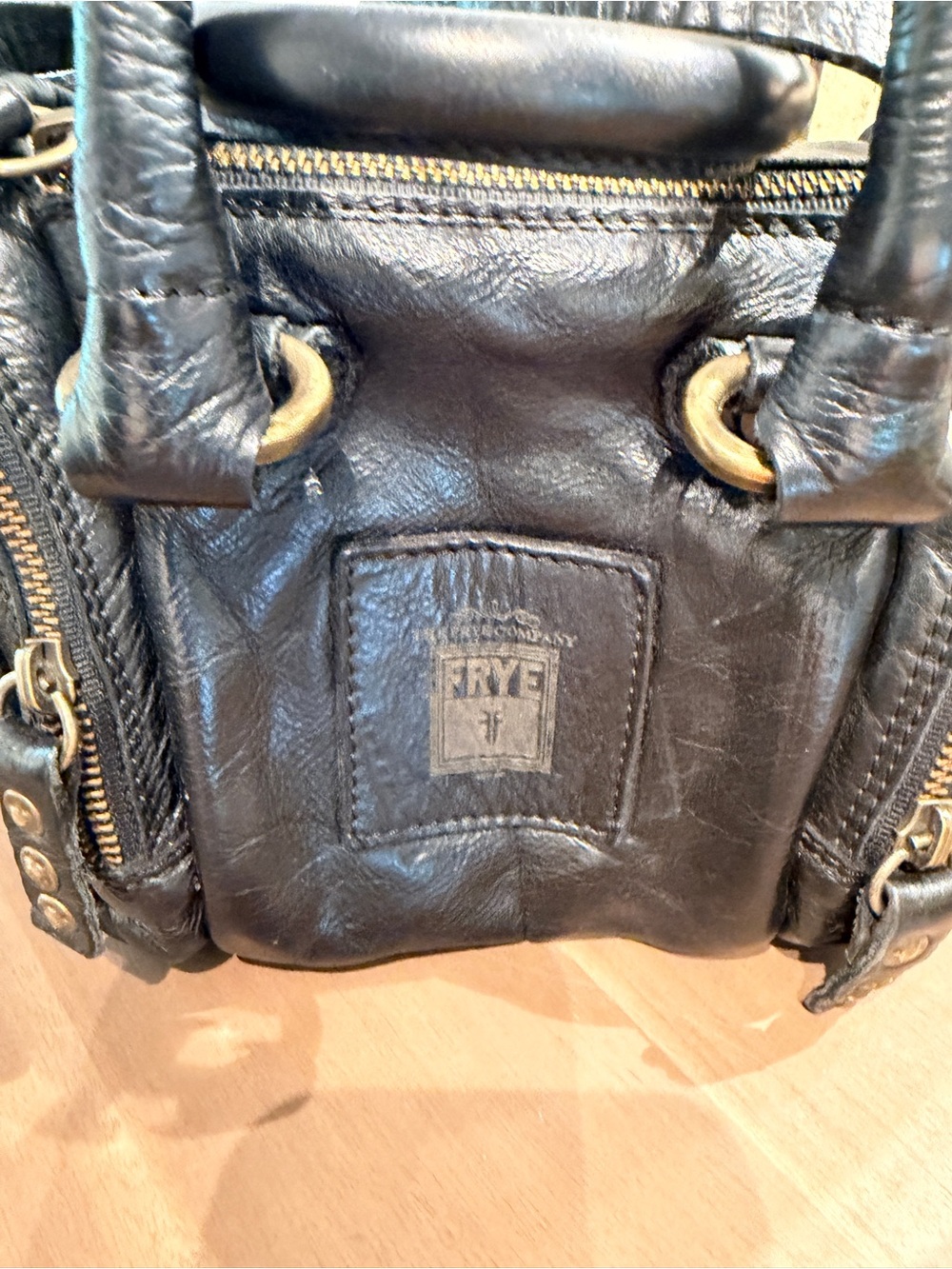 FRYE AND CO. Black Leather Studded Satchel - Picture 3 of 5